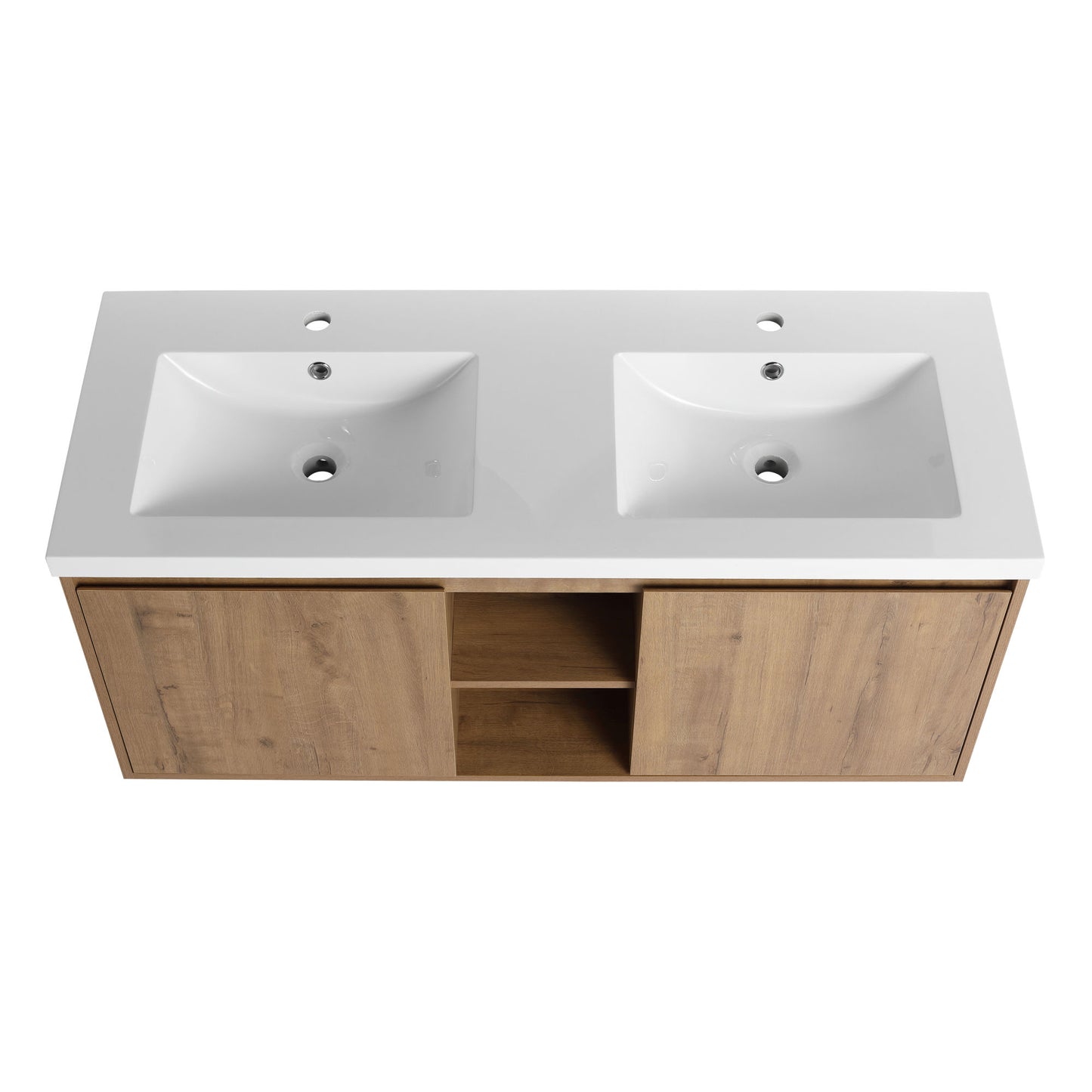 48" Wall Mounted Bathroom Vanity With Double Sink, Soft Closing Door Hinge (KD-Package)-BVB07248IMOX-GRB4840D