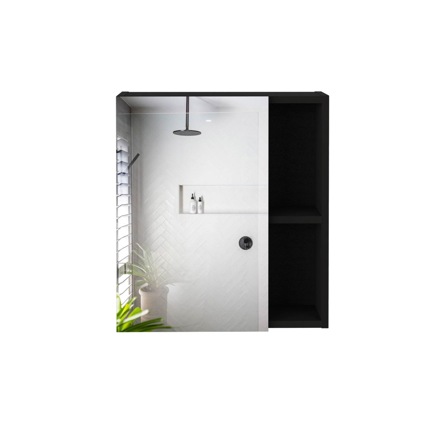 Labelle Medicine Cabinet With Mirror; Five Internal Shelves; Single Door -Black