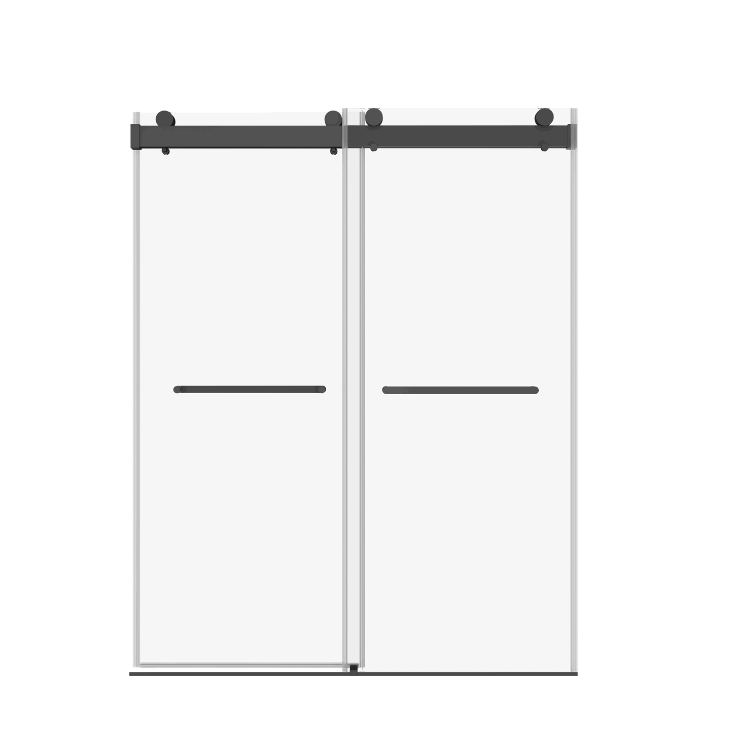 72" W x 76" H Double Sliding Frameless Soft-Close Shower Door with Premium 3/8 Inch (10mm) Thick Tampered Glass in Matte Black Stainless Steel 22D02-72MB