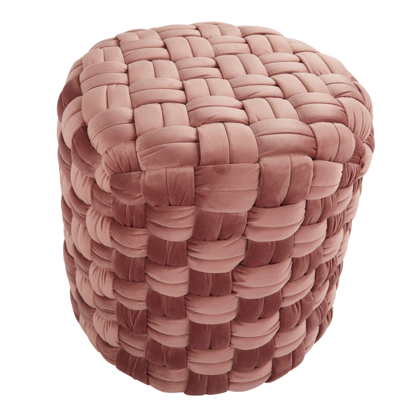 Braided Round 16" Ottoman in Blush Pink Velvet by LumiSource