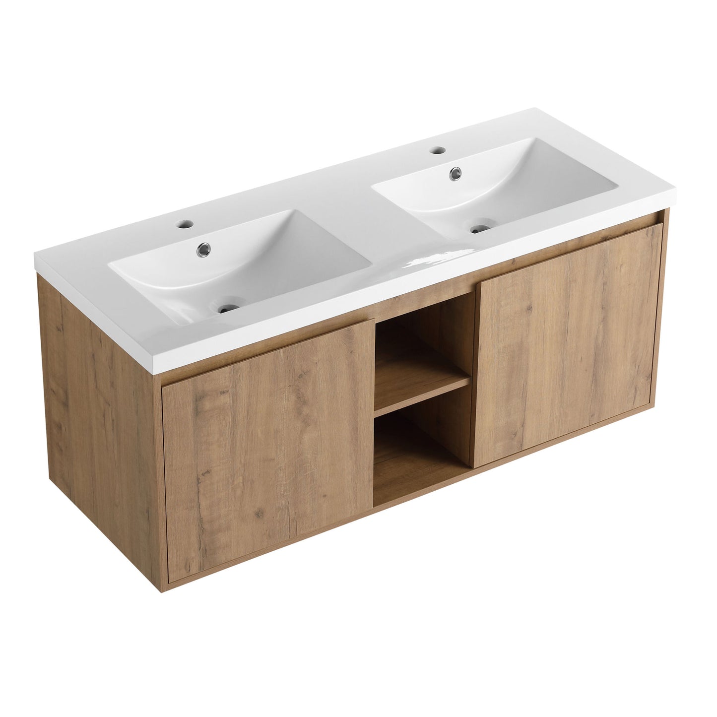 48" Wall Mounted Bathroom Vanity With Double Sink, Soft Closing Door Hinge (KD-Package)-BVB07248IMOX-GRB4840D