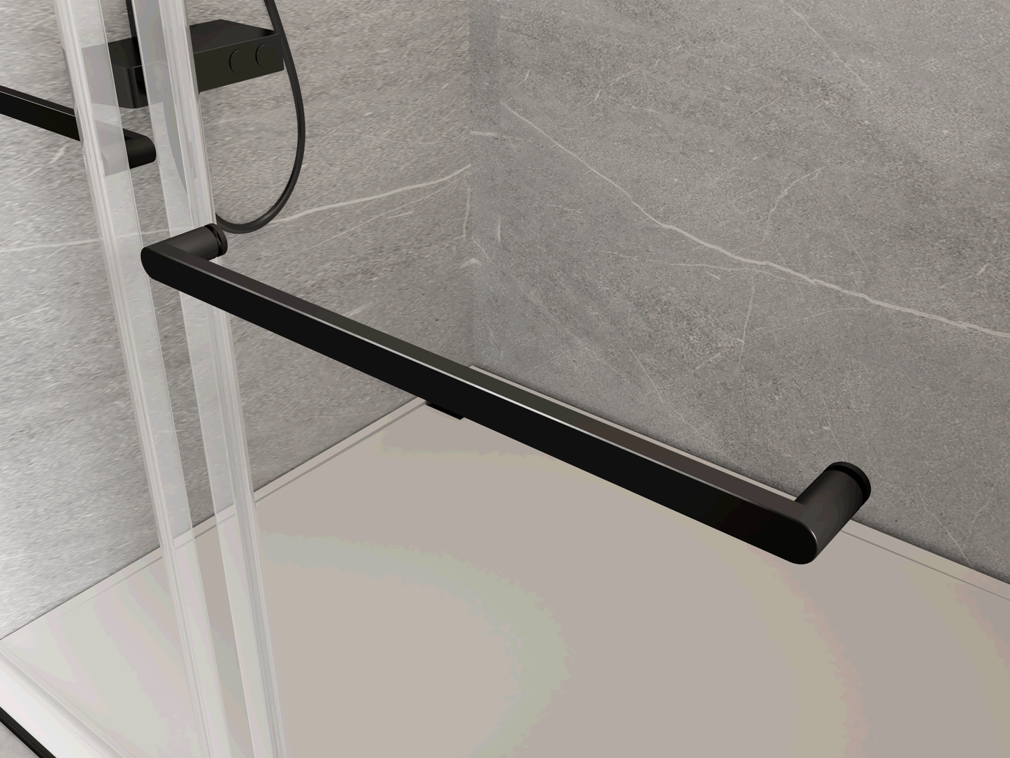 72" W x 76" H Double Sliding Frameless Soft-Close Shower Door with Premium 3/8 Inch (10mm) Thick Tampered Glass in Matte Black Stainless Steel 22D02-72MB