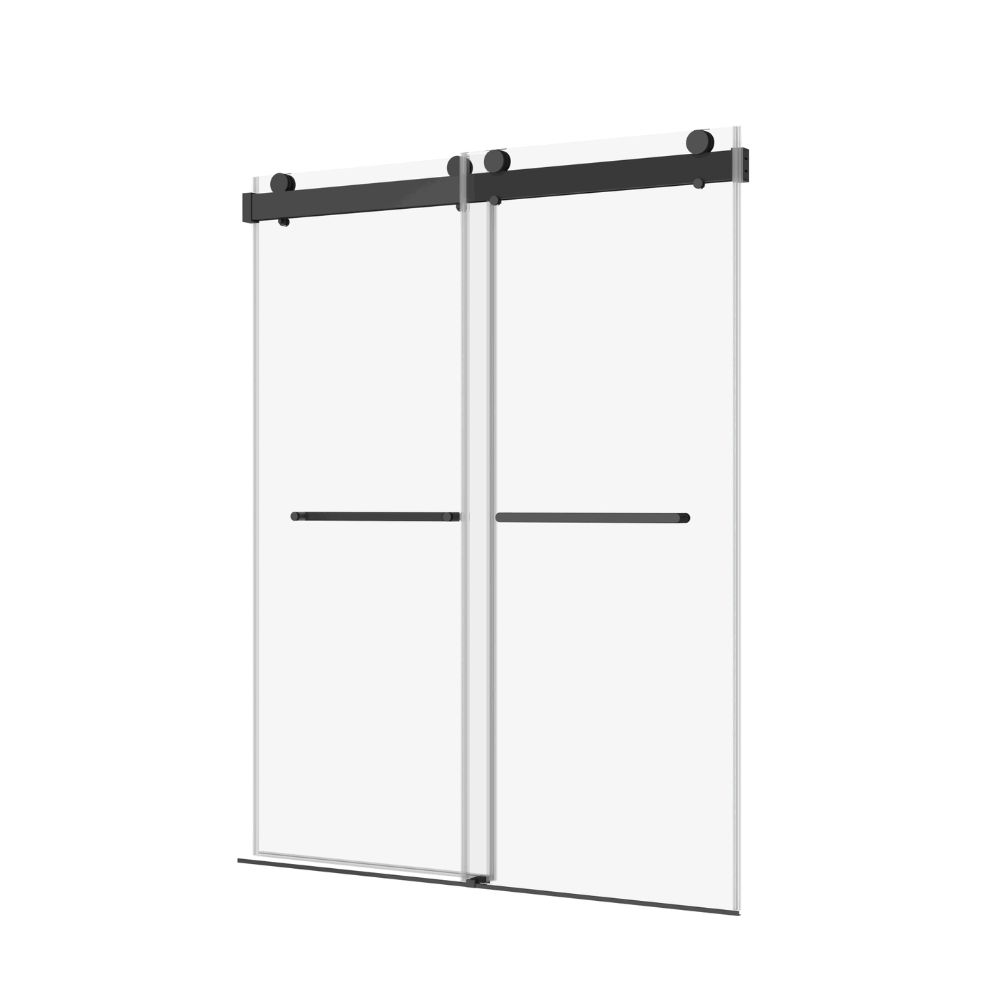 72" W x 76" H Double Sliding Frameless Soft-Close Shower Door with Premium 3/8 Inch (10mm) Thick Tampered Glass in Matte Black Stainless Steel 22D02-72MB