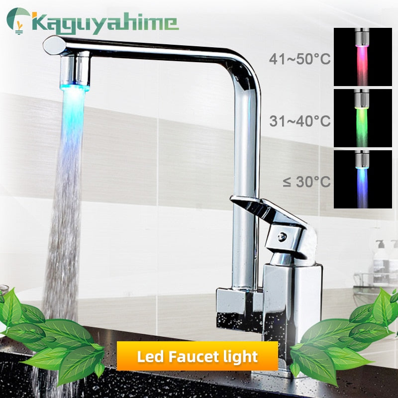 LED Faucet Illuminated Color Faucet Nozzle For Bathroom Faucet Hose Hand Shower  Sensor Kitchen Head Stainless Steel