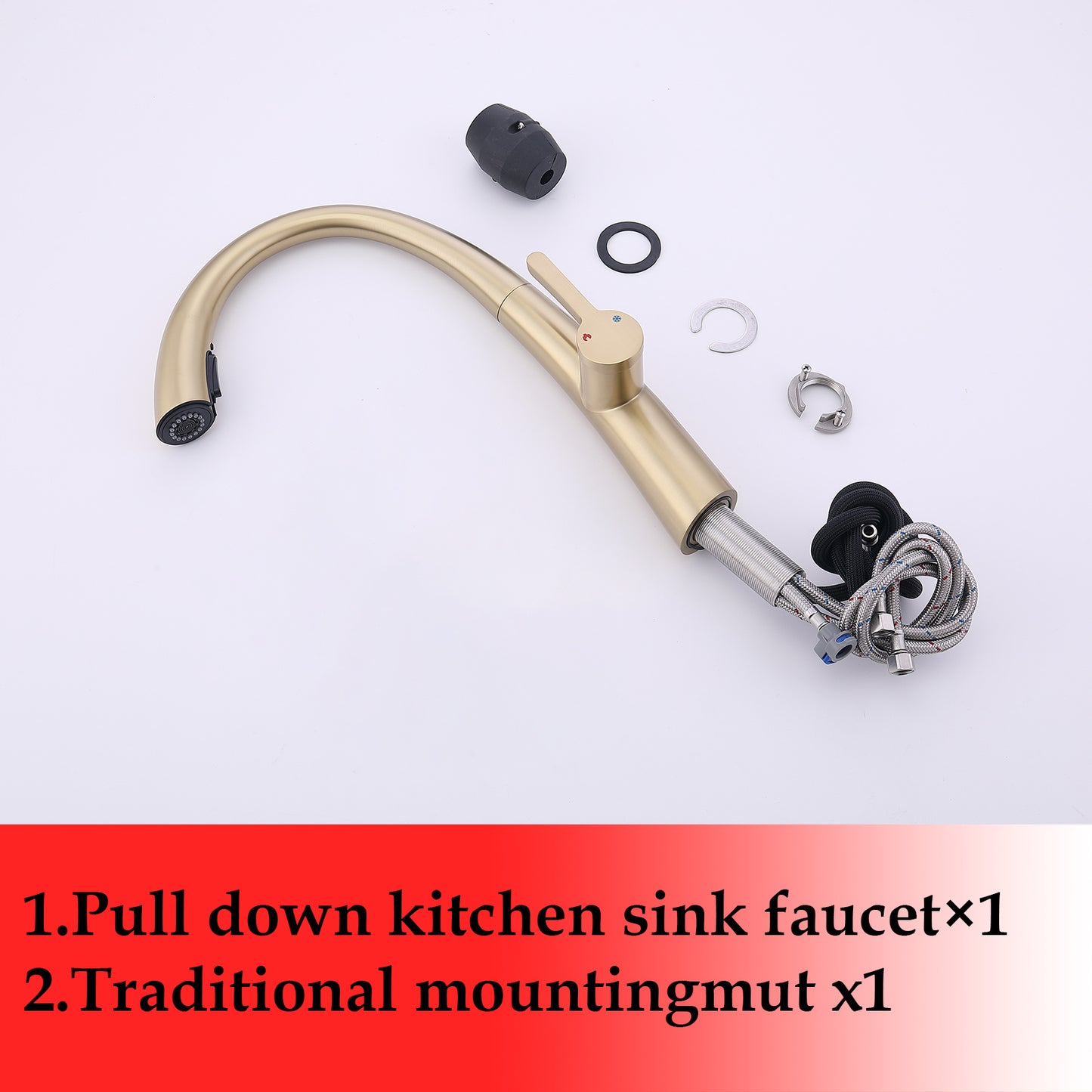 Single Handle Stainless Steel Pull Out Kitchen Faucet