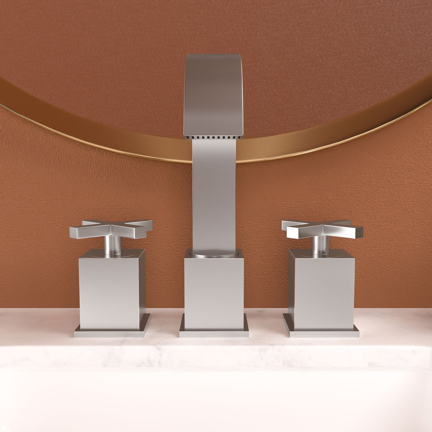 2 Handle Widespread Bathroom Faucet 3 Hole, with Pop Up Drain and 2 Water Supply Lines, Matte Black