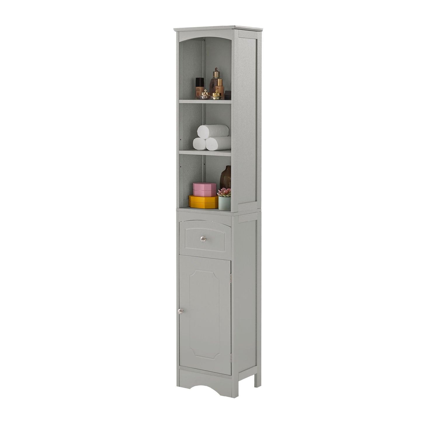 Tall Bathroom Cabinet;  Freestanding Storage Cabinet with Drawer;  MDF Board;  Adjustable Shelf