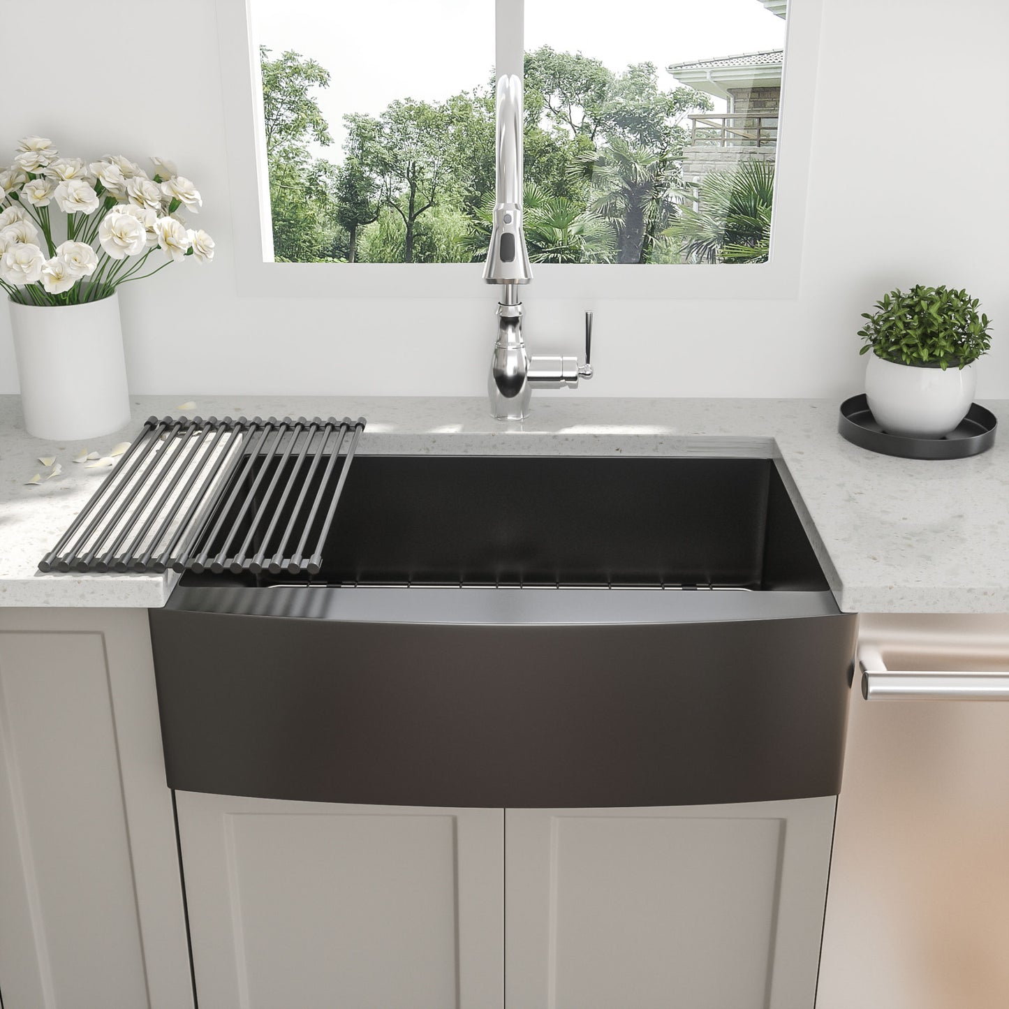 30 Black Farmhouse Sink 30x21x10 Stainless Steel Apron Front Kitchen Sink Gunmetal Black 16 Gauge 10 Inch Deep Single Bowl