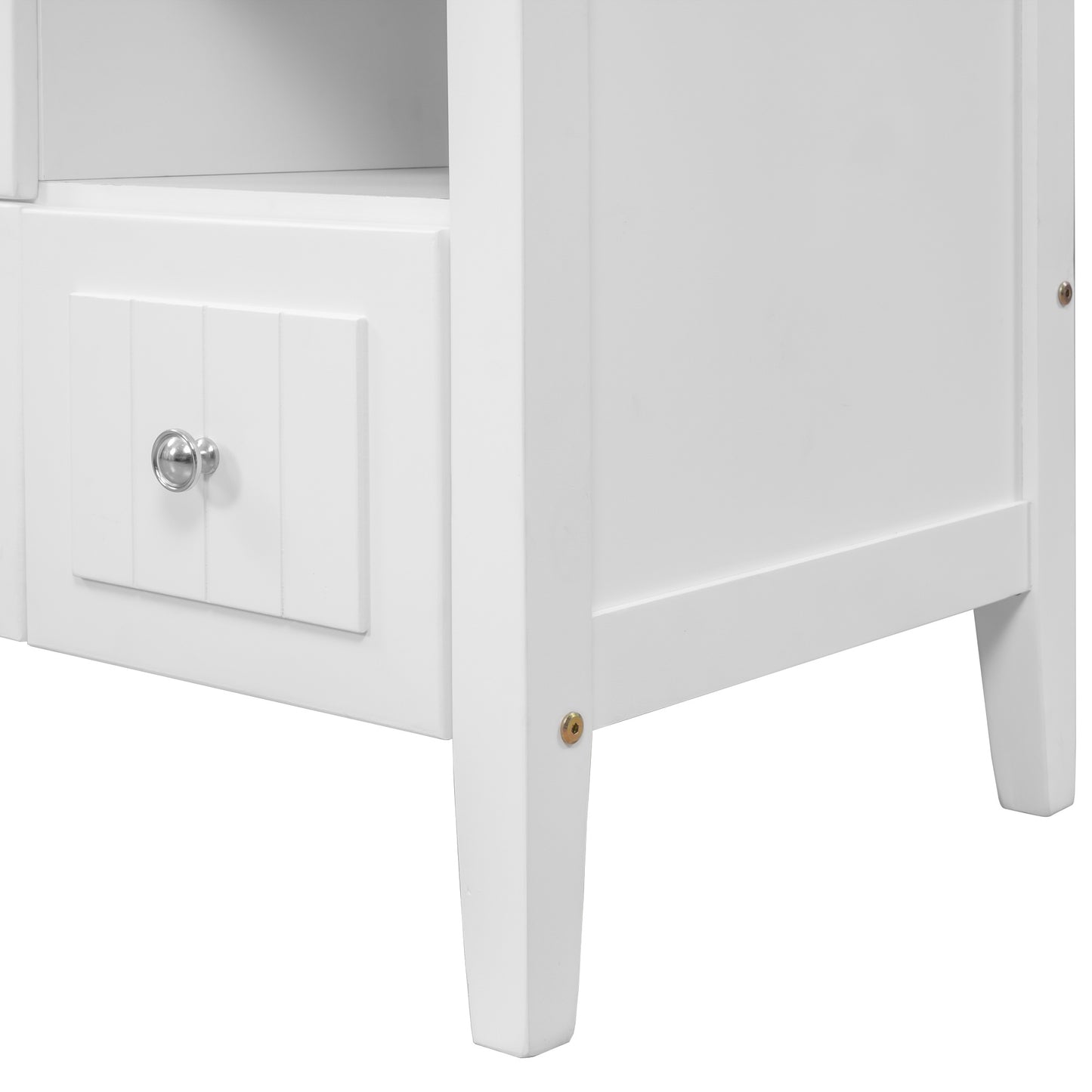 36" Bathroom Vanity Base Only, Solid Wood Frame and MDF Boards, White