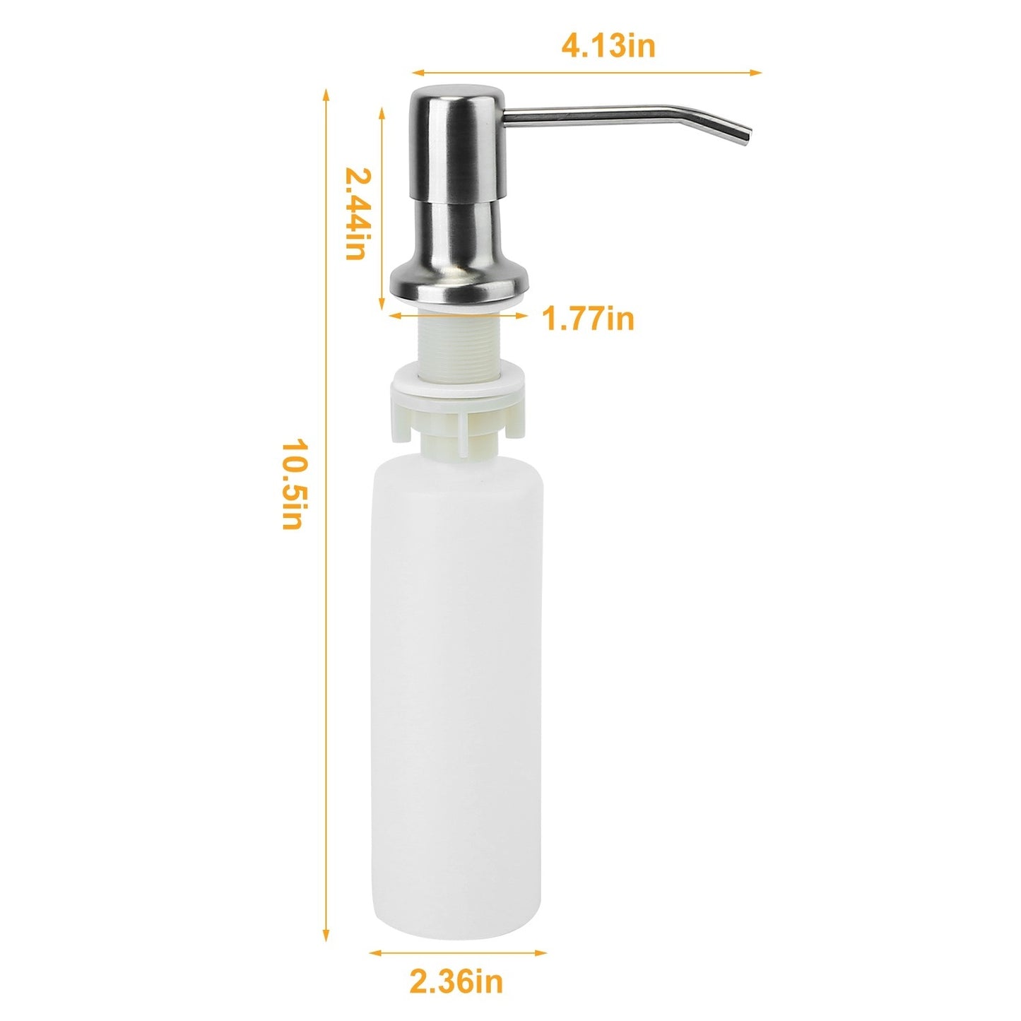 Soap Dispenser For Kitchen Sink 12.68OZ Hand Sanitizer Lotion Bottle (Brushed Nickel) Stainless Steel Refill From the Top