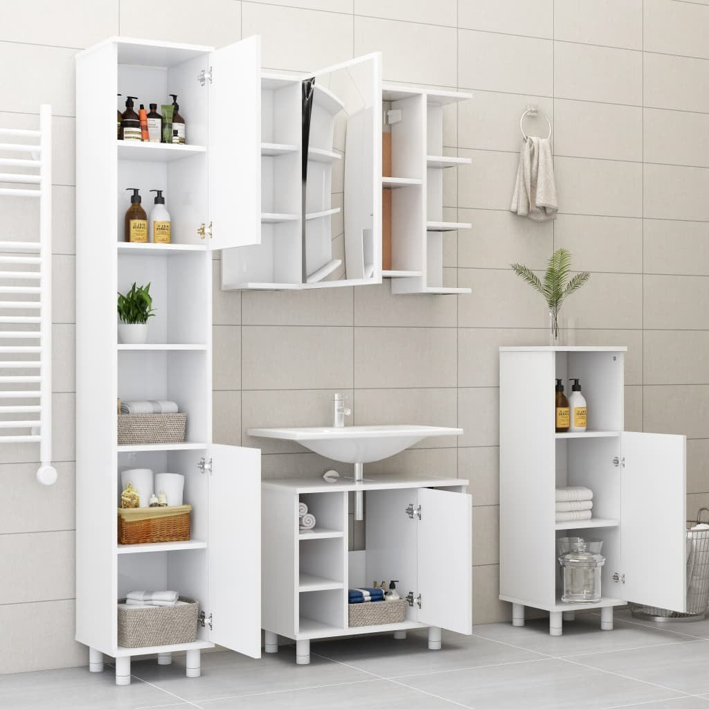 Bathroom Cabinet White 11.8"x11.8"x70.5" Engineered Wood