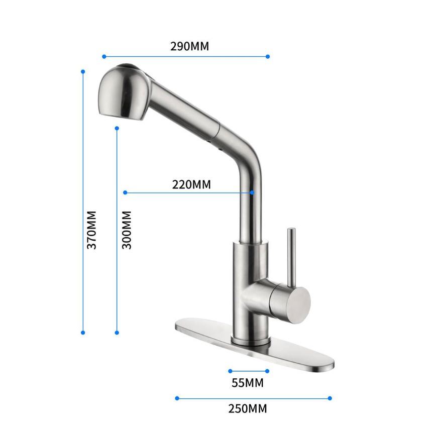 Single Handle Pull Down Sprayer Kitchen Sink Faucet