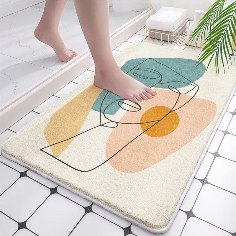 Absorbent Bathroom Bath Mat Quick Drying Coral Fleece Bathroom Rug Non-slip Entrance Doormat Floor Mats Carpet Pad Home Decor