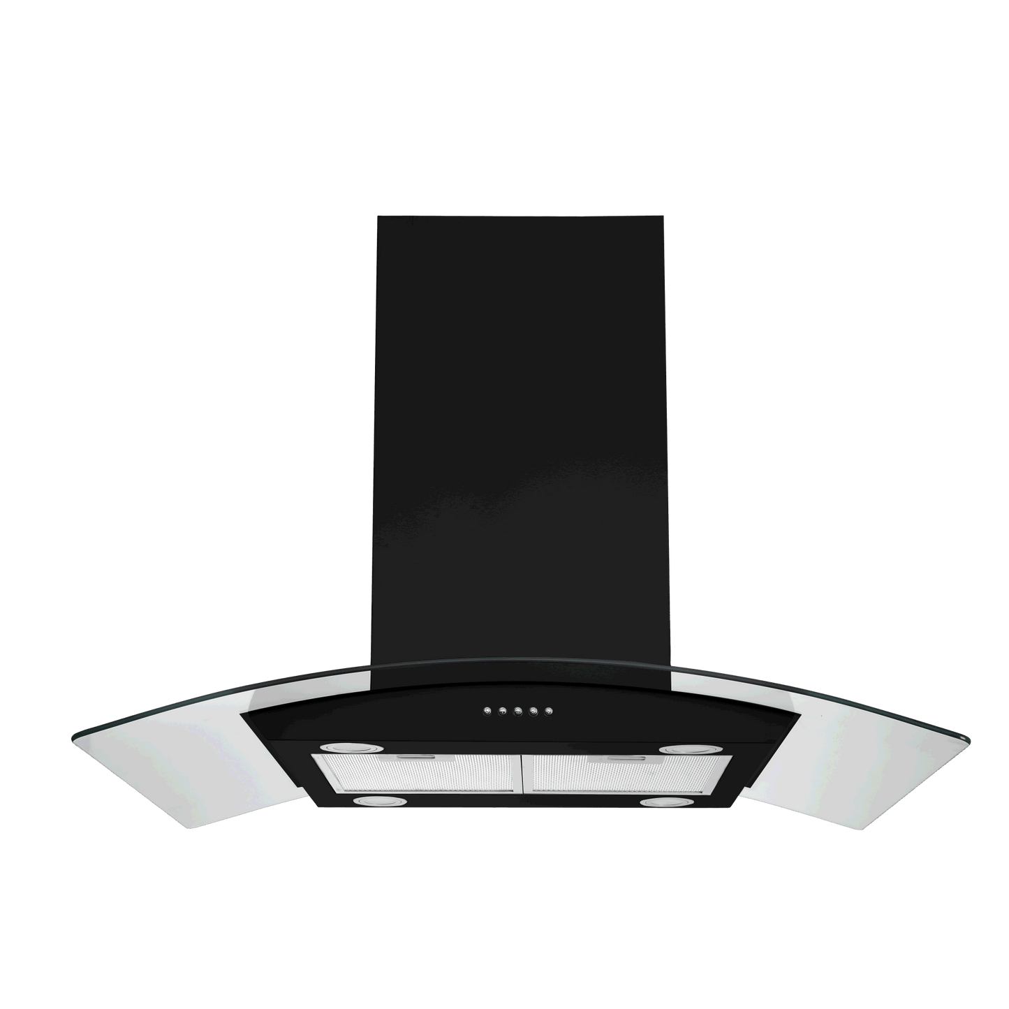 30 inch Stainless Steel Kitchen Island Range Hood 900CFM Tempered Glass 3 Speed Black LEDs