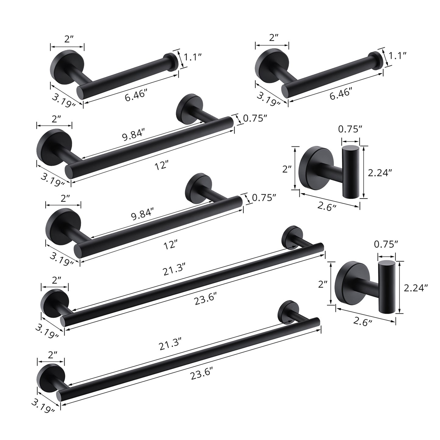 8 Pieces Bathroom Hardware Accessories Set Towel Bar Set,Wall Mounted,Premium Stainless Steel