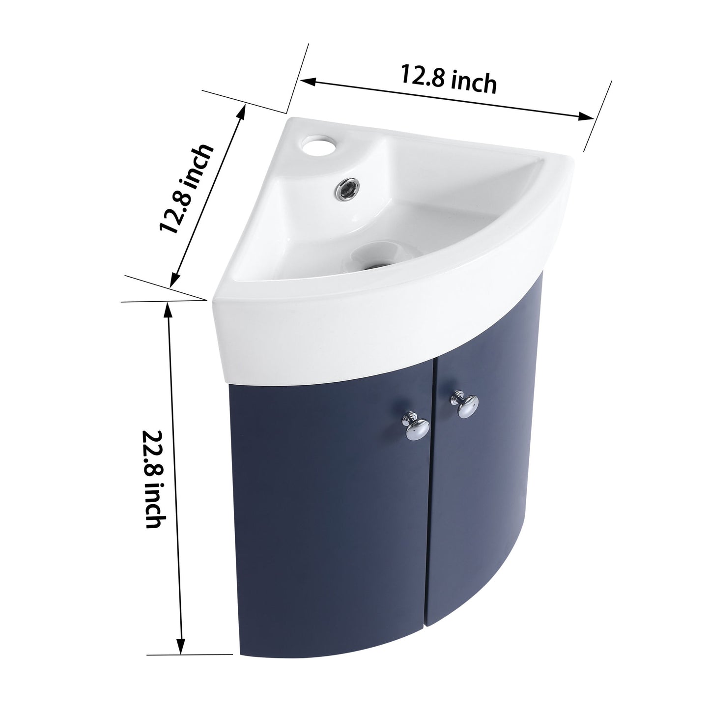 Corner Bathroom Vanity Sink Combo for Small Space Wall Mounted Cabinet Set, Ceramic Sink(BVC05316NB)