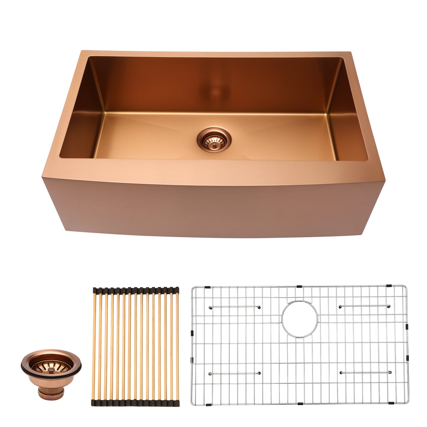 30 Rose Gold Farmhouse Sink - 30 Inch Kitchen Sink Stainless Steel 16 gauge Apron Front Kitchen Sink