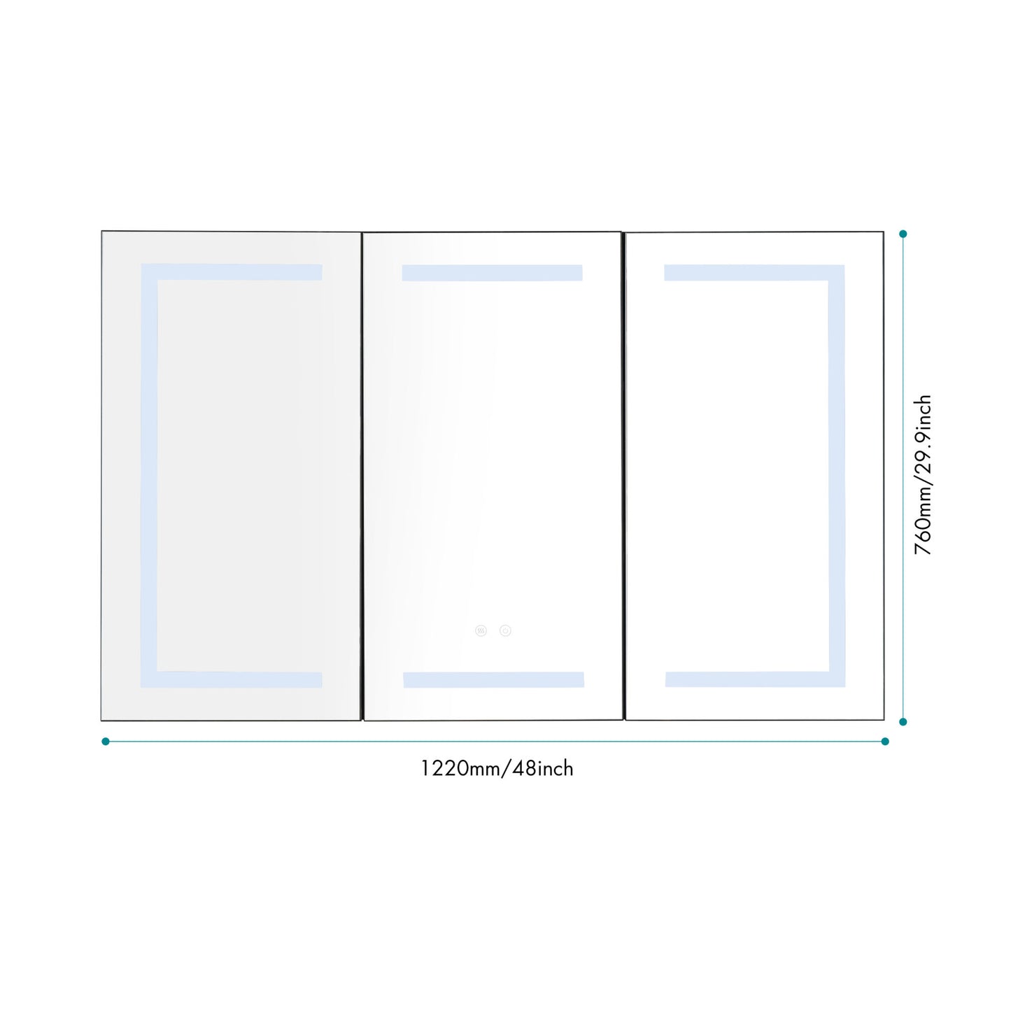 48 in. W x 30 in. H LED Mirror Medicine Cabinet with Lights;  Dimmer;  Defogger;  Clock;  Temp Display