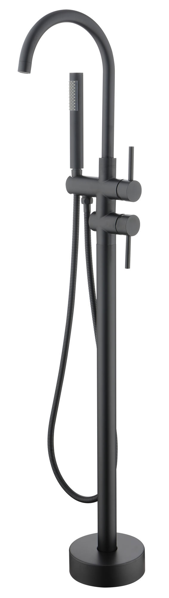 Mount Bathtub Faucet Freestanding Tub Filler Matte Black Standing High Flow Shower Faucets with Handheld Shower Mixer Taps Swivel Spout