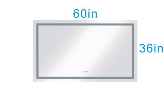 60 in. W x 36 in. H Frameless LED Single Bathroom Vanity Mirror in Polished Crystal Bathroom Vanity LED Mirror with 3 Color Lights Mirror for Bathroom Wall 60 Inch Smart Lighted Vanity Mirrors Dimm