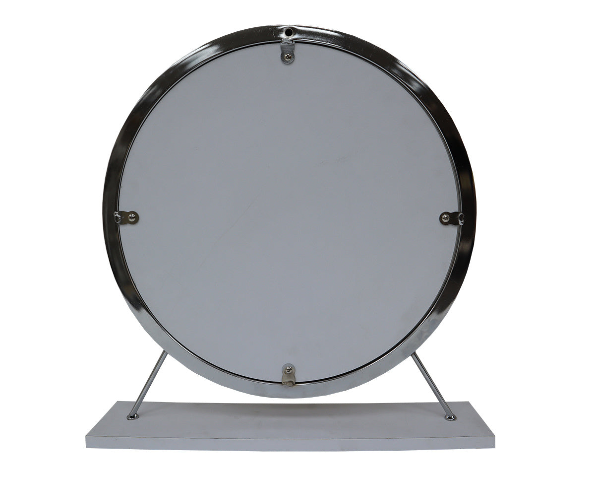 ACME Adao Vanity Mirror & Stool, Faux Fur, Mirror, White & Chrome Finish AC00935