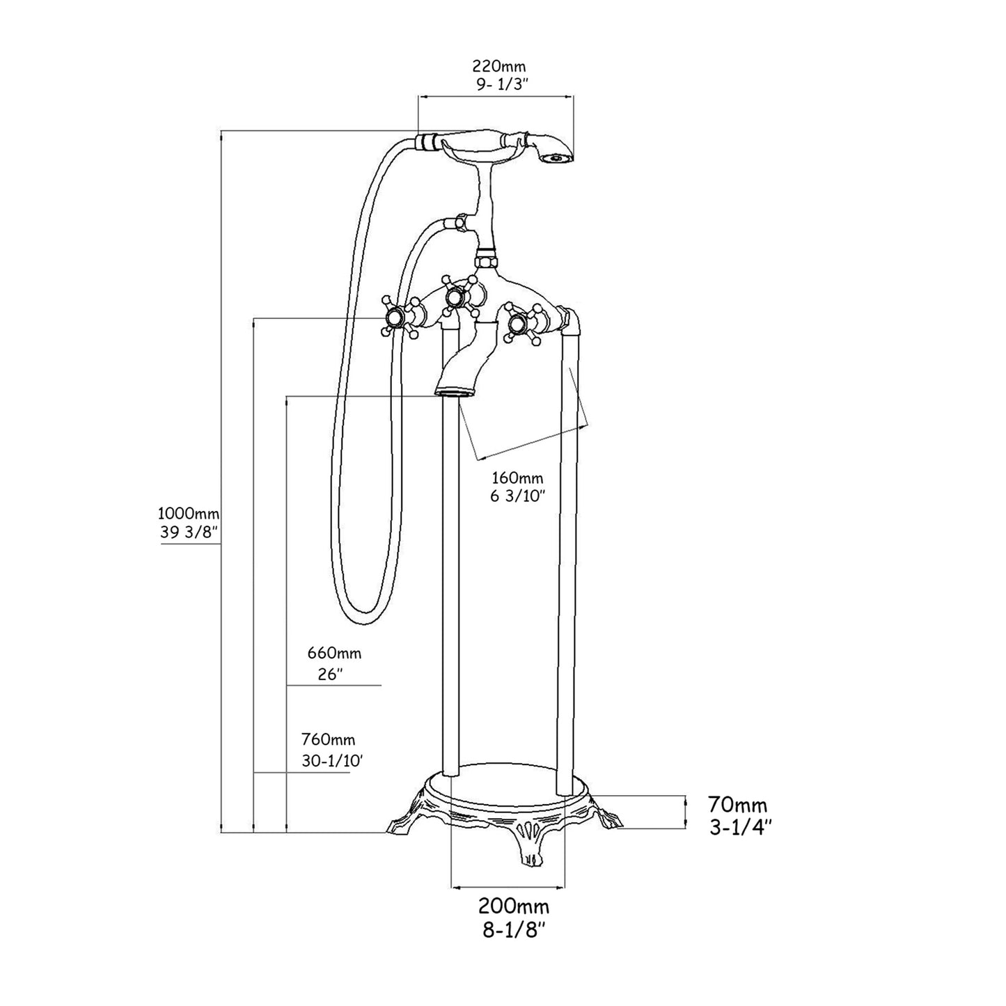 Freestanding Bathtub Faucet with Hand Shower