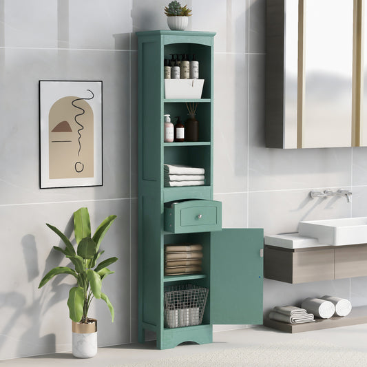 Tall Bathroom Cabinet;  Freestanding Storage Cabinet with Drawer;  MDF Board;  Adjustable Shelf