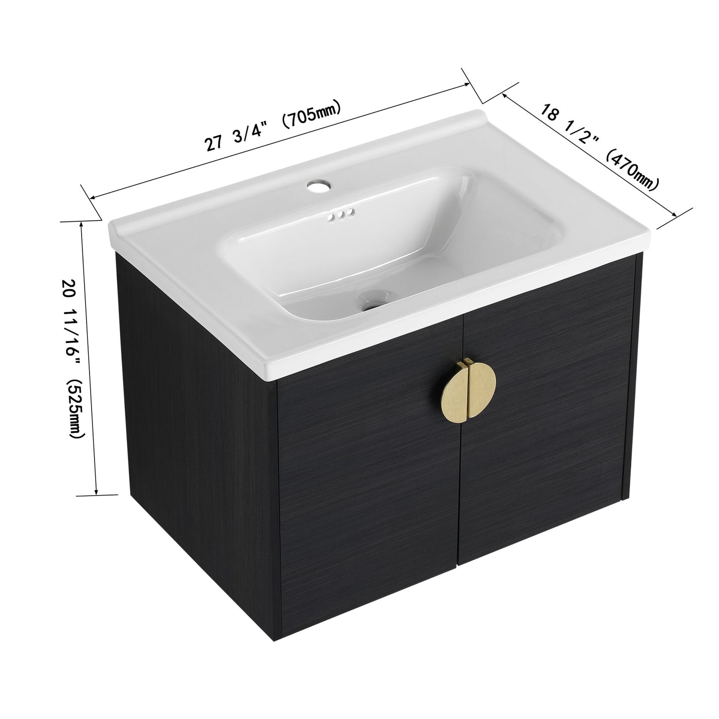 28 Inch Soft Close Doors Bathroom Vanity With Sink, For Small Bathroom(KD-Packing)