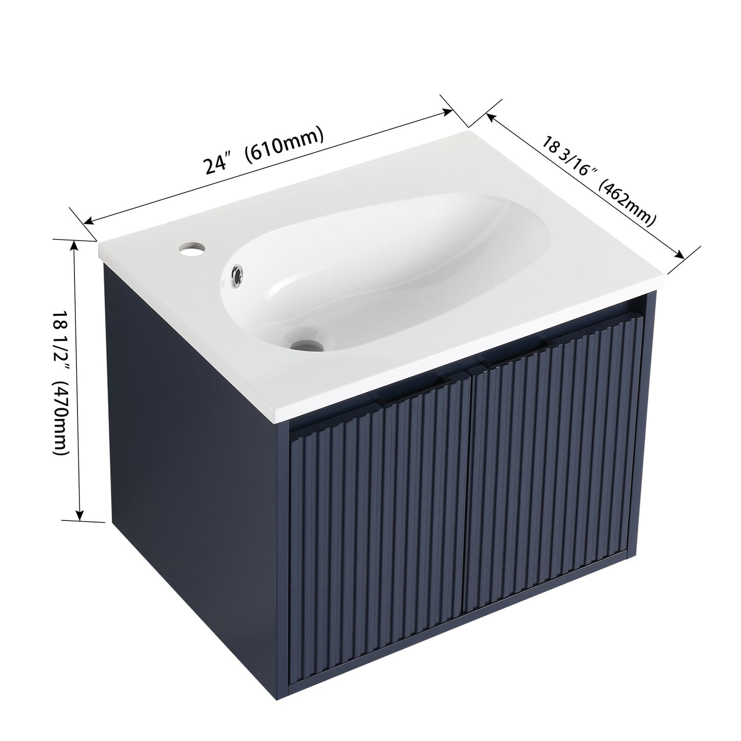 24" Floating Bathroom Vanity with Drop-Shaped Resin Sink