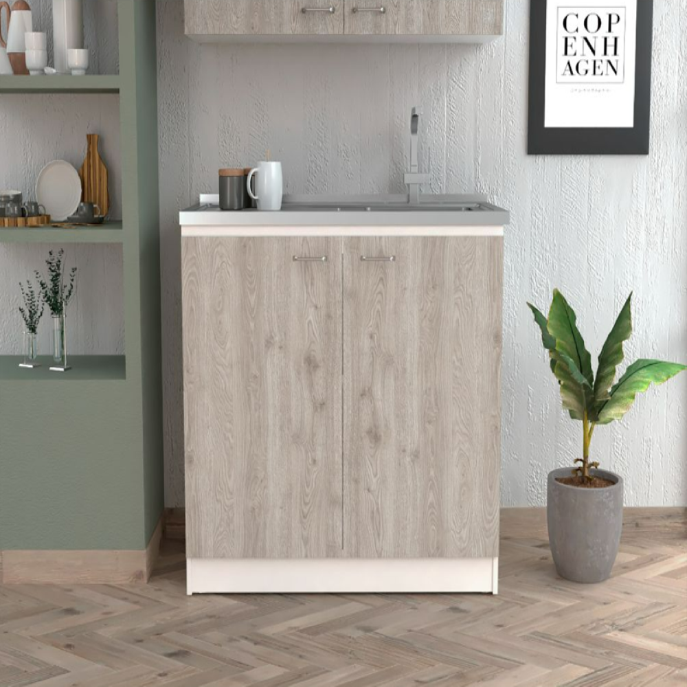 Utility Sink Vernal, Double Door, Smokey Oak / Light Gray Finish