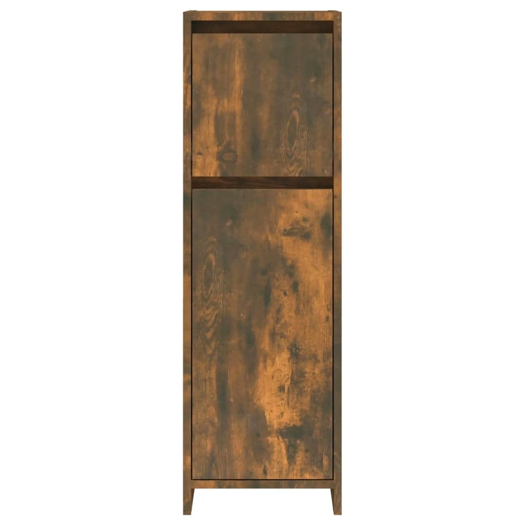 Bathroom Cabinet Smoked Oak 11.8"x11.8"x37.4" Engineered Wood