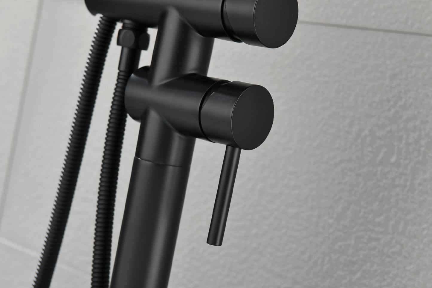 Mount Bathtub Faucet Freestanding Tub Filler Matte Black Standing High Flow Shower Faucets with Handheld Shower Mixer Taps Swivel Spout