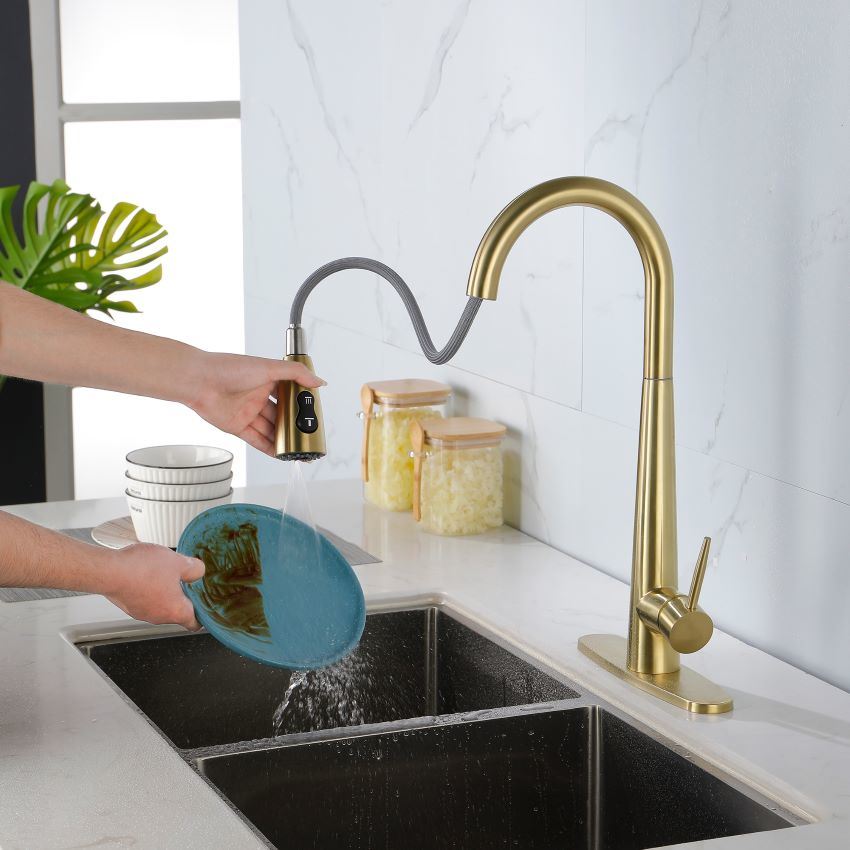 Single Handle Pull Down Sprayer Kitchen Sink Faucet