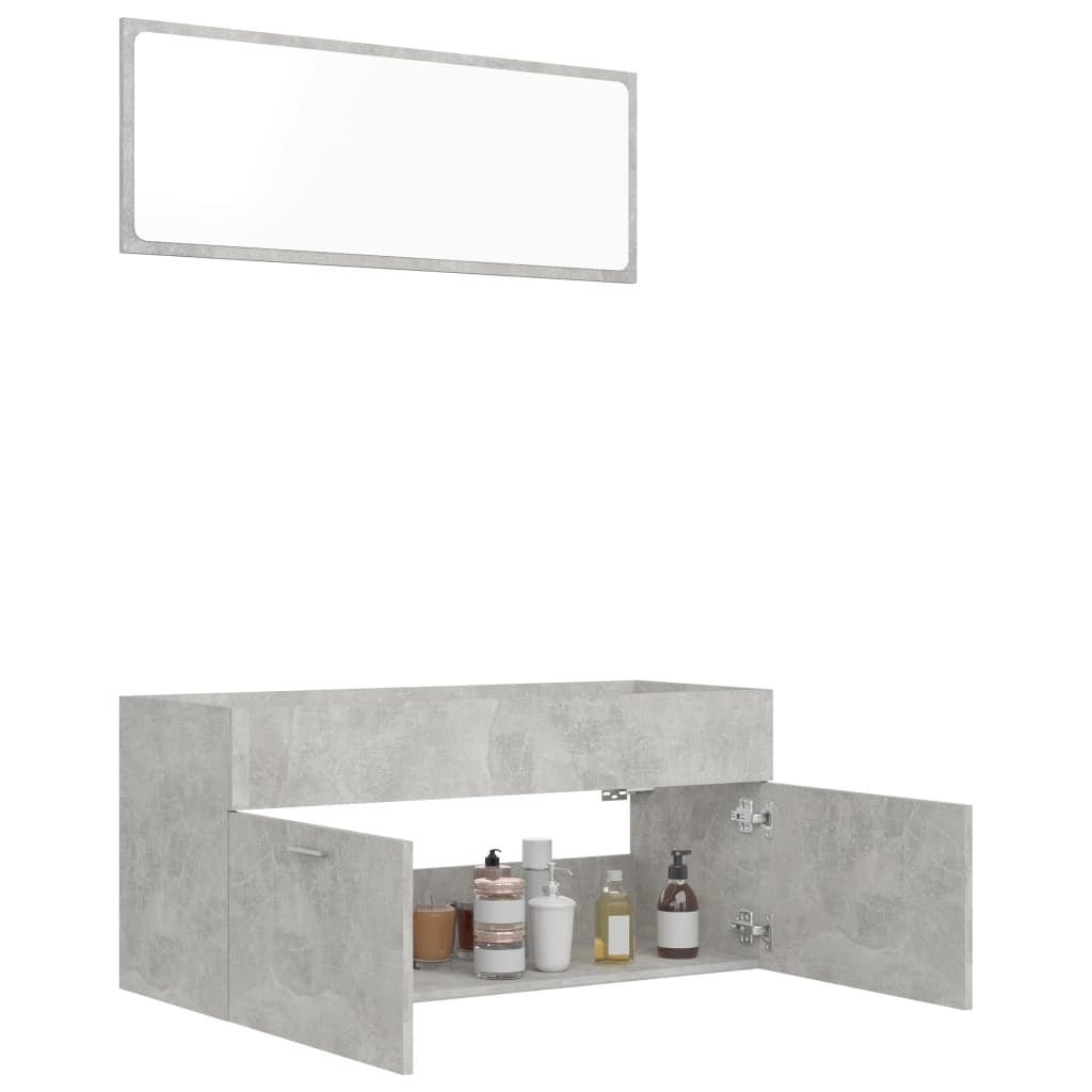 2 Piece Bathroom Furniture Set Concrete Gray Engineered Wood