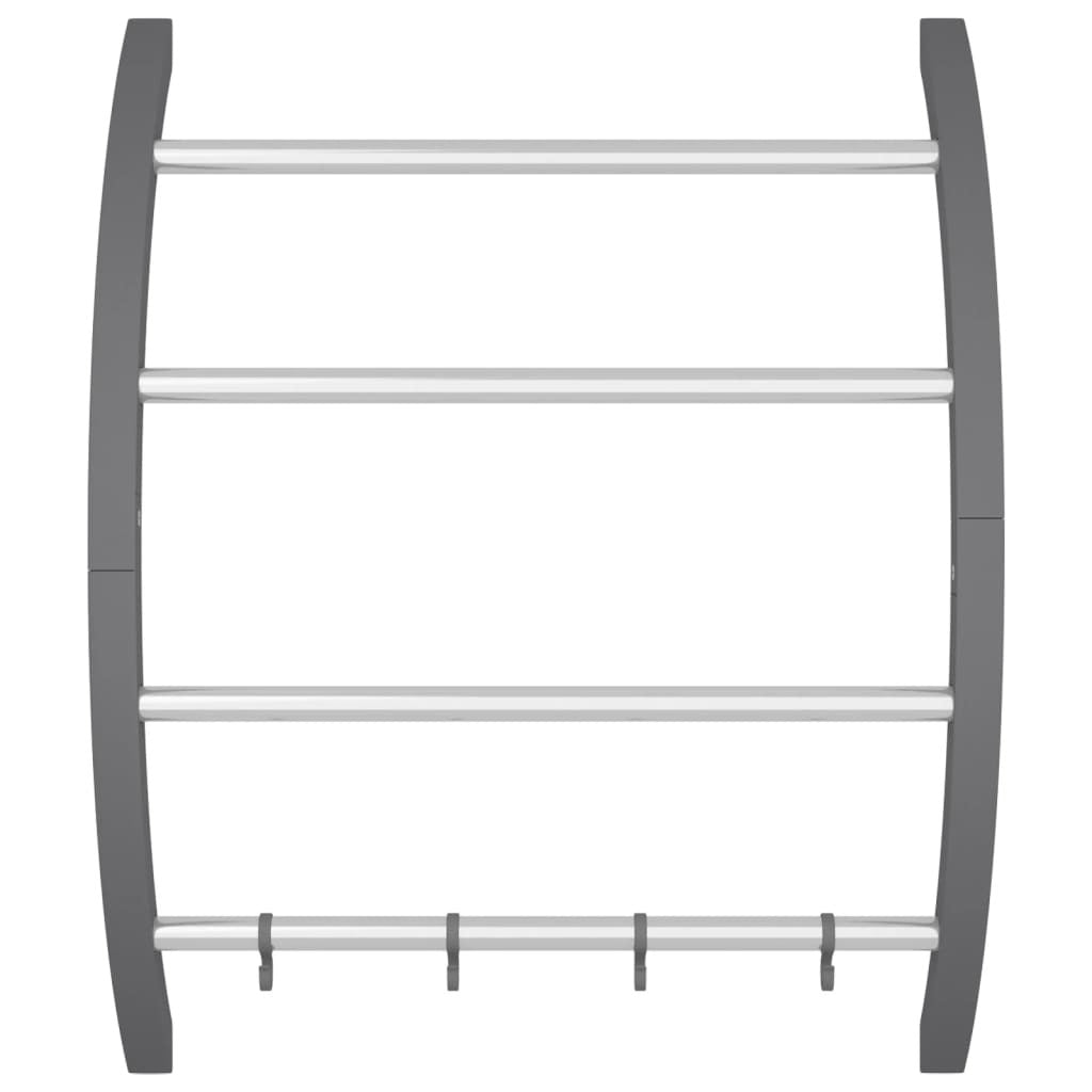 Towel Rack with Hooks Silver 22"x6.3"x28.3" Aluminum