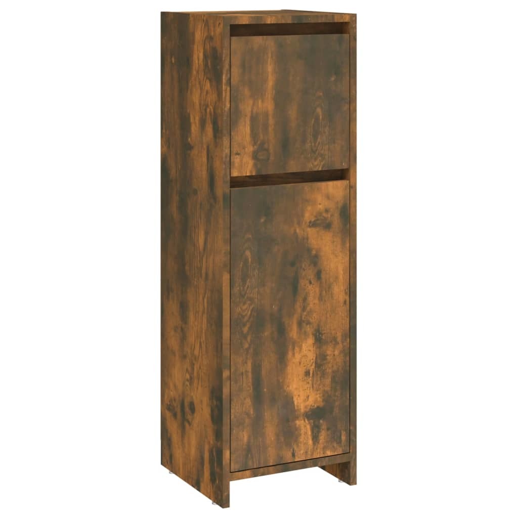 Bathroom Cabinet Smoked Oak 11.8"x11.8"x37.4" Engineered Wood