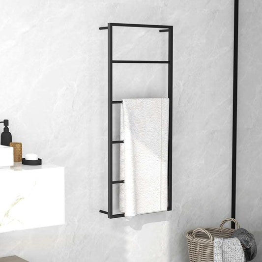 Towel Rack Black 17.7"x3.9"x45.3" Steel