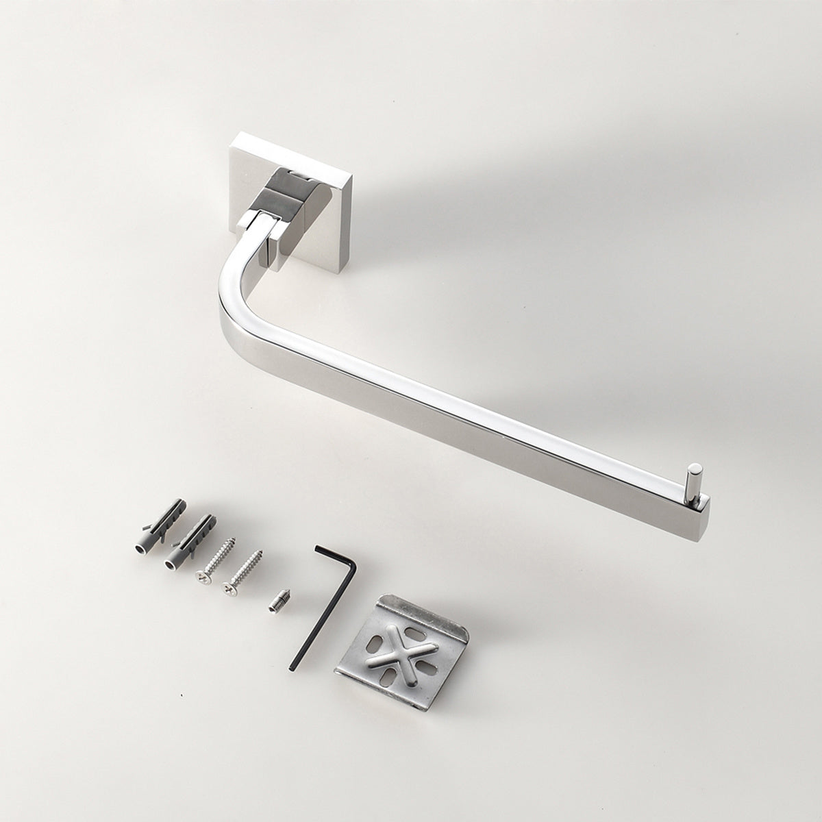 Bright Polishing Square Base Towel Hook Bars Silver Towel Rack 304 Stainless Steel Bathroom Accessories KJ51309