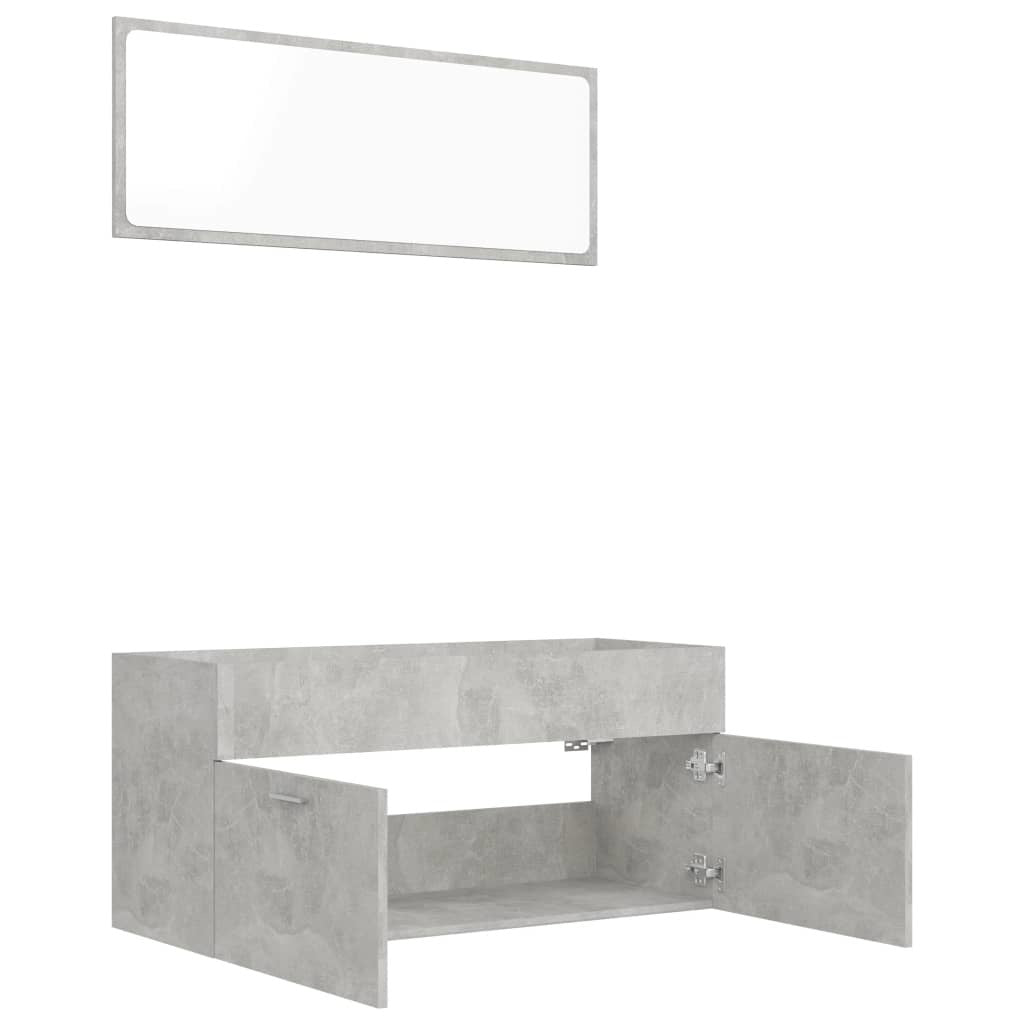 2 Piece Bathroom Furniture Set Concrete Gray Engineered Wood