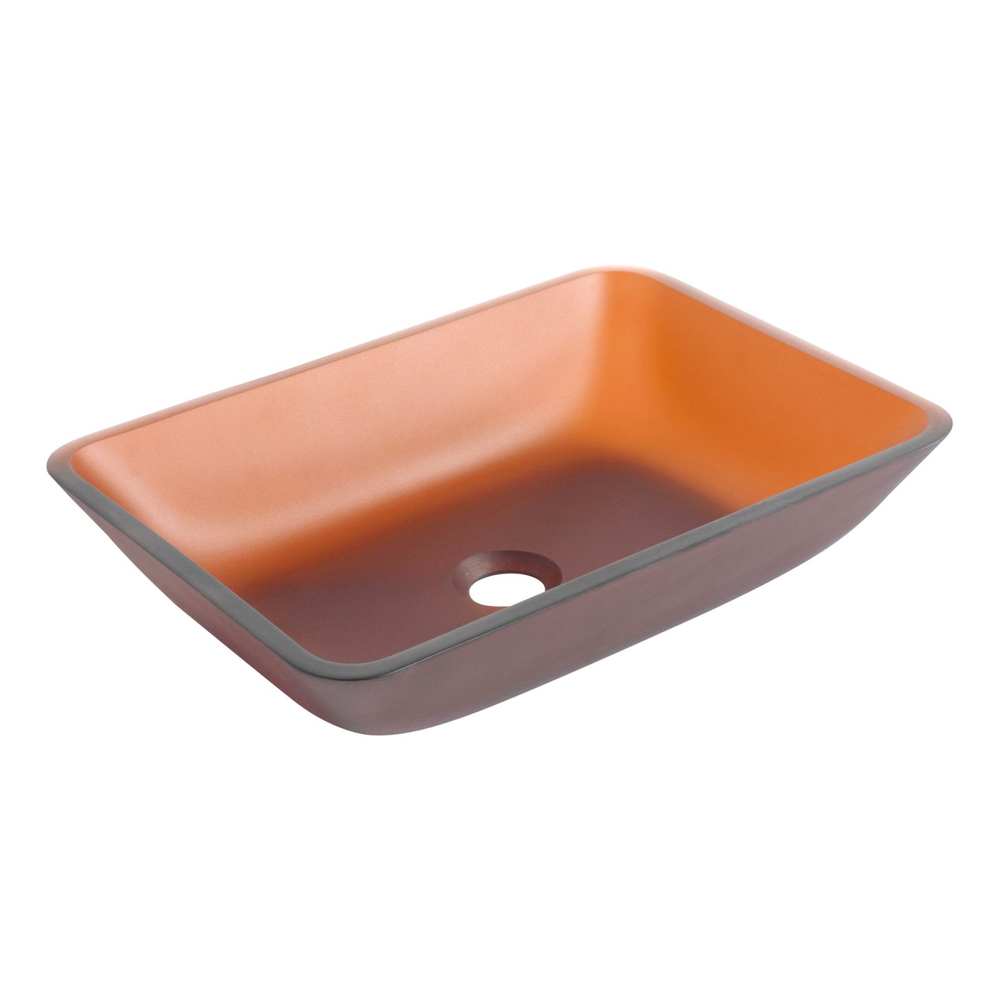 Tempered Glass Matte Bathroom Vessel Sink, Rectangle Bathroom Basin (Tempered Glass Matt Tea)