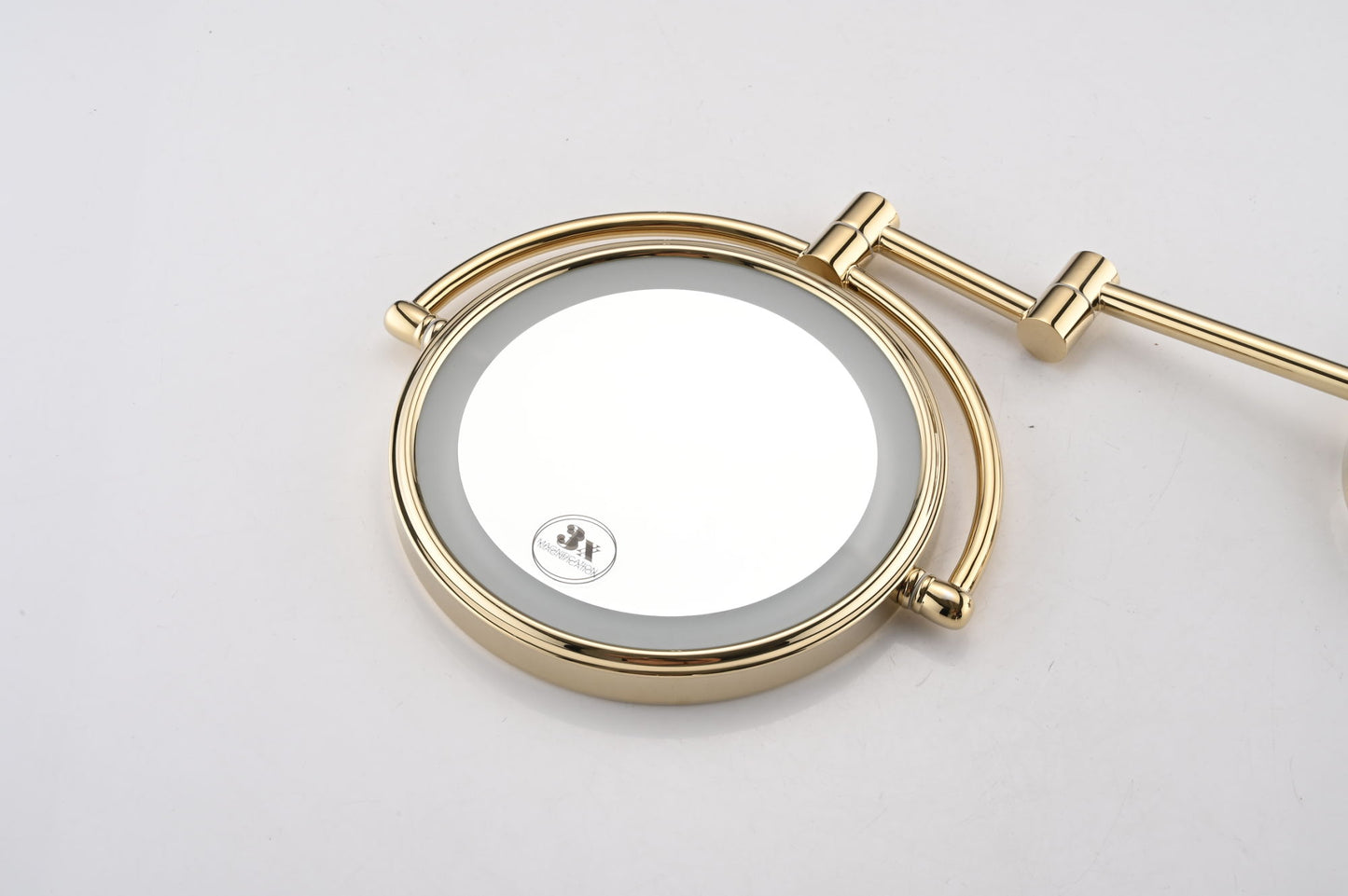 8 Inch LED Wall Mount Two-Sided Magnifying Makeup Vanity Mirror  Extension Finish 1X/3X Magnification Plug 360 Degree Rotation Waterproof Button Shaving Mirror