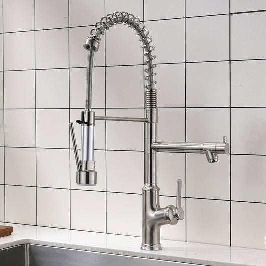 Kitchen Faucet with Pull Down Sprayer Brushed Nickel Stainless Steel Single Handle Kitchen Sink Faucets