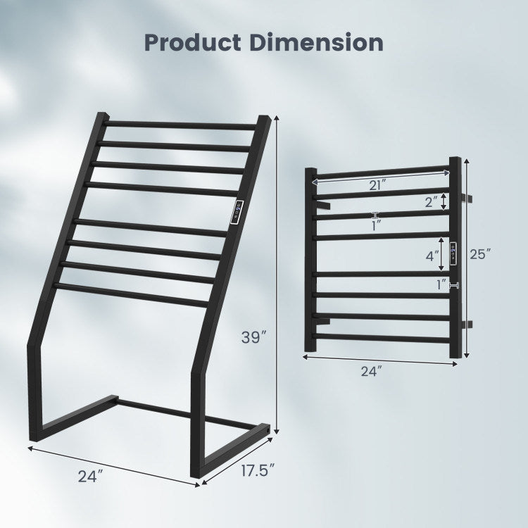 8 Bars Freestanding Wall Mounted Towel Warmer Rack with LED Display