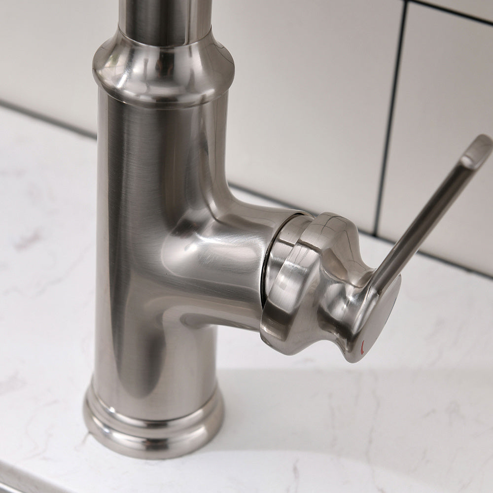 Kitchen Faucet with Pull Down Sprayer Brushed Nickel Stainless Steel Single Handle Kitchen Sink Faucets