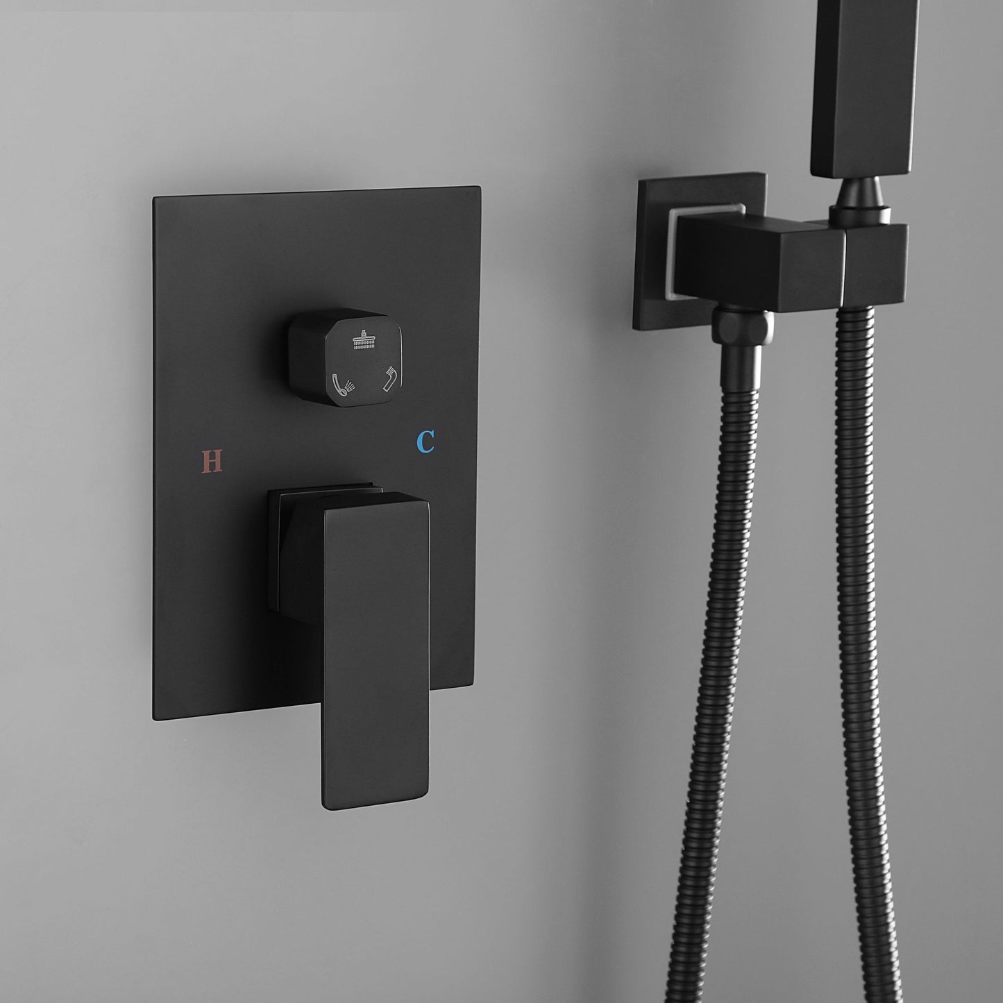 Wall-mounted shower faucet (black)