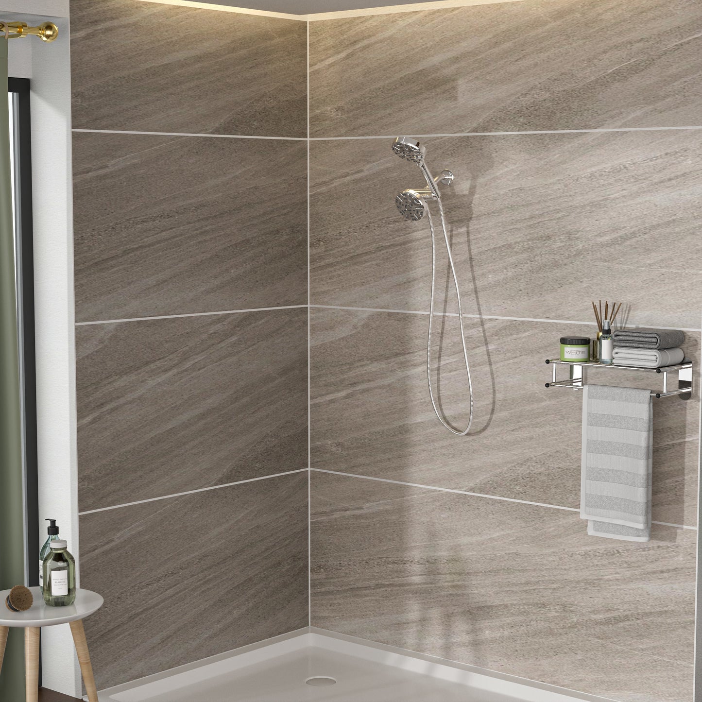 Multi Function Dual Shower Head - Shower System with 4.7" Rain Showerhead, 8-Function Hand Shower, Chrome