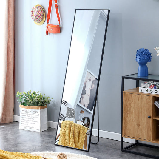 Black Solid Wood Frame Full-length Mirror, Dressing Mirror, Bedroom Home Porch, Decorative Mirror, Clothing Store, Floor Mounted Large Mirror, Wall Mounted.60"*17"