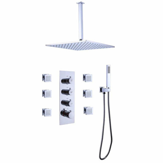 Luxury Thermostatic Mixer Shower System Combo Set Shower Head and Handshower