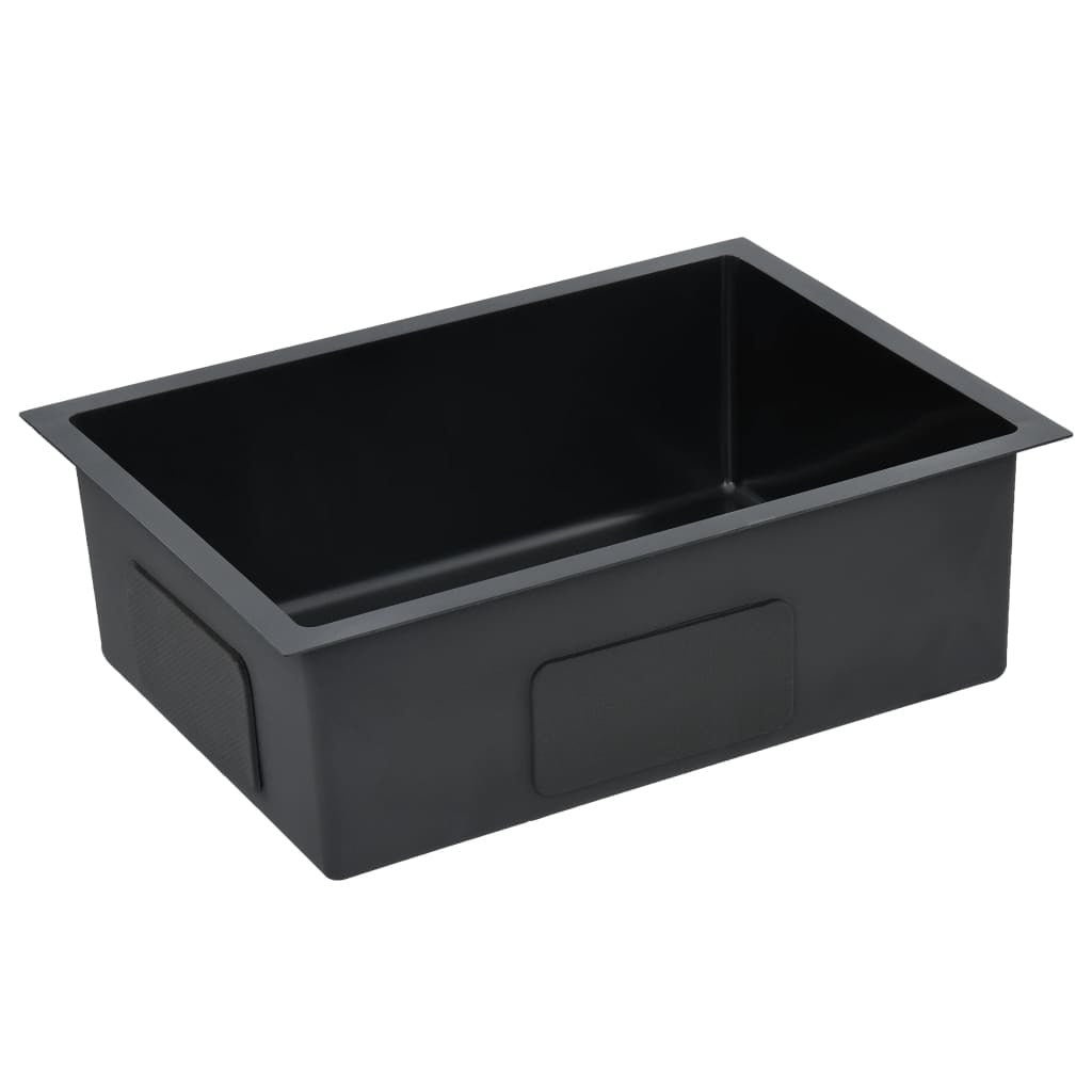 Handmade Kitchen Sink with Strainer Black Stainless Steel