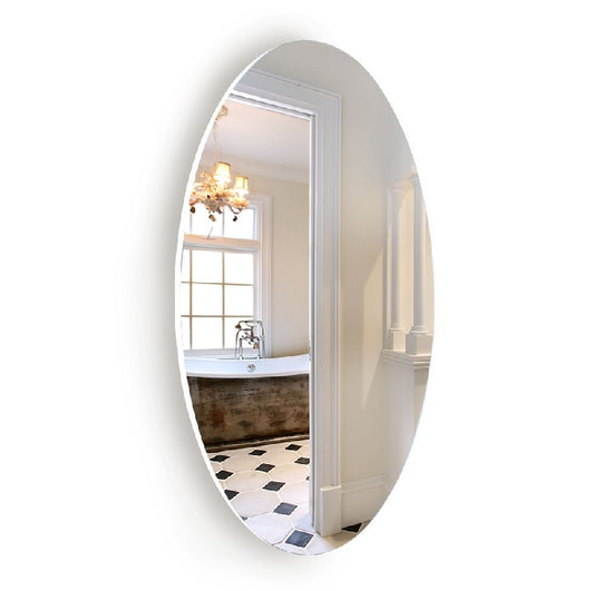 Frameless Beveled Wall Mounted Bathroom Mirror, HD Makeup Mirror, 25" Round Mirror